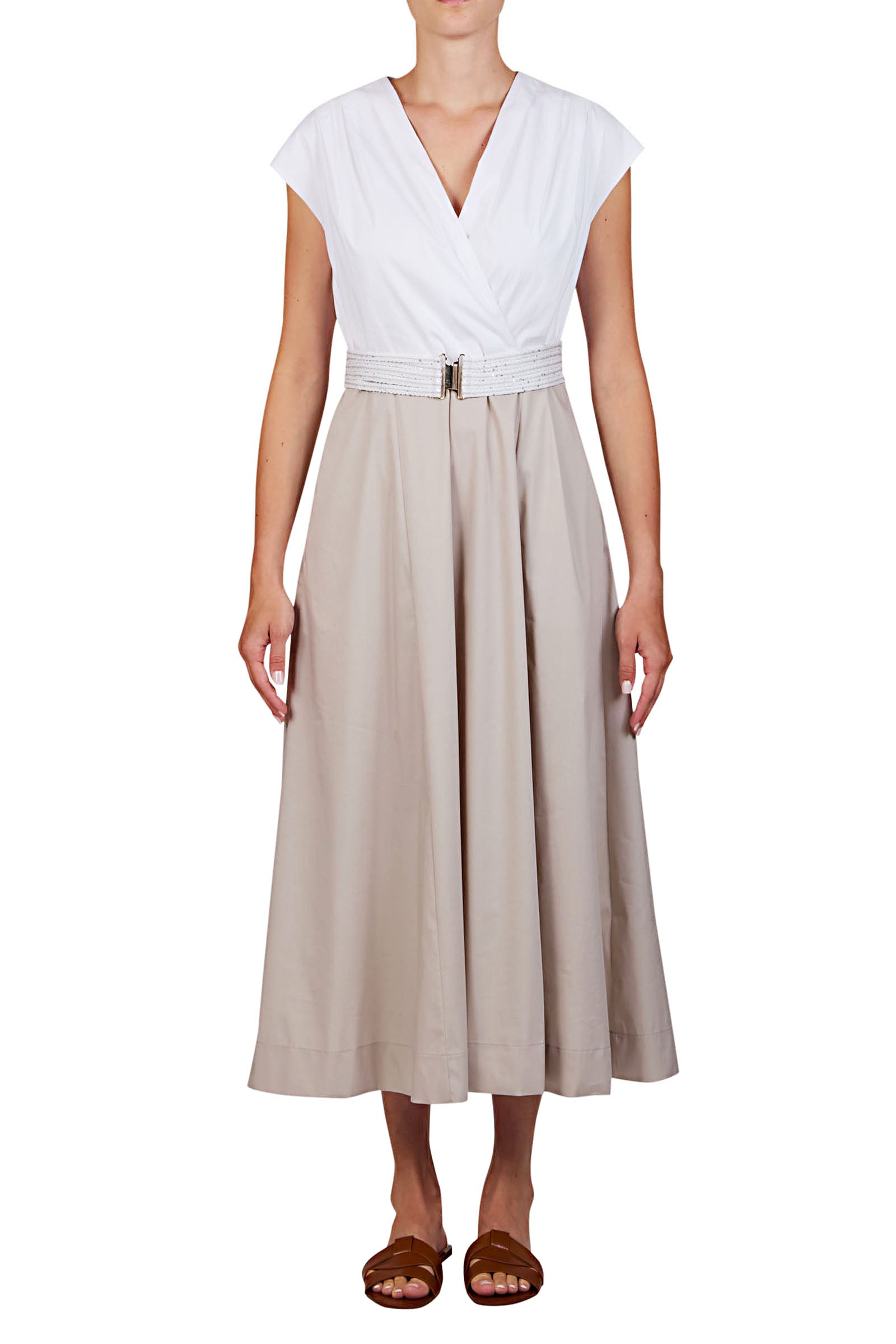 Vestido midi con cinturón