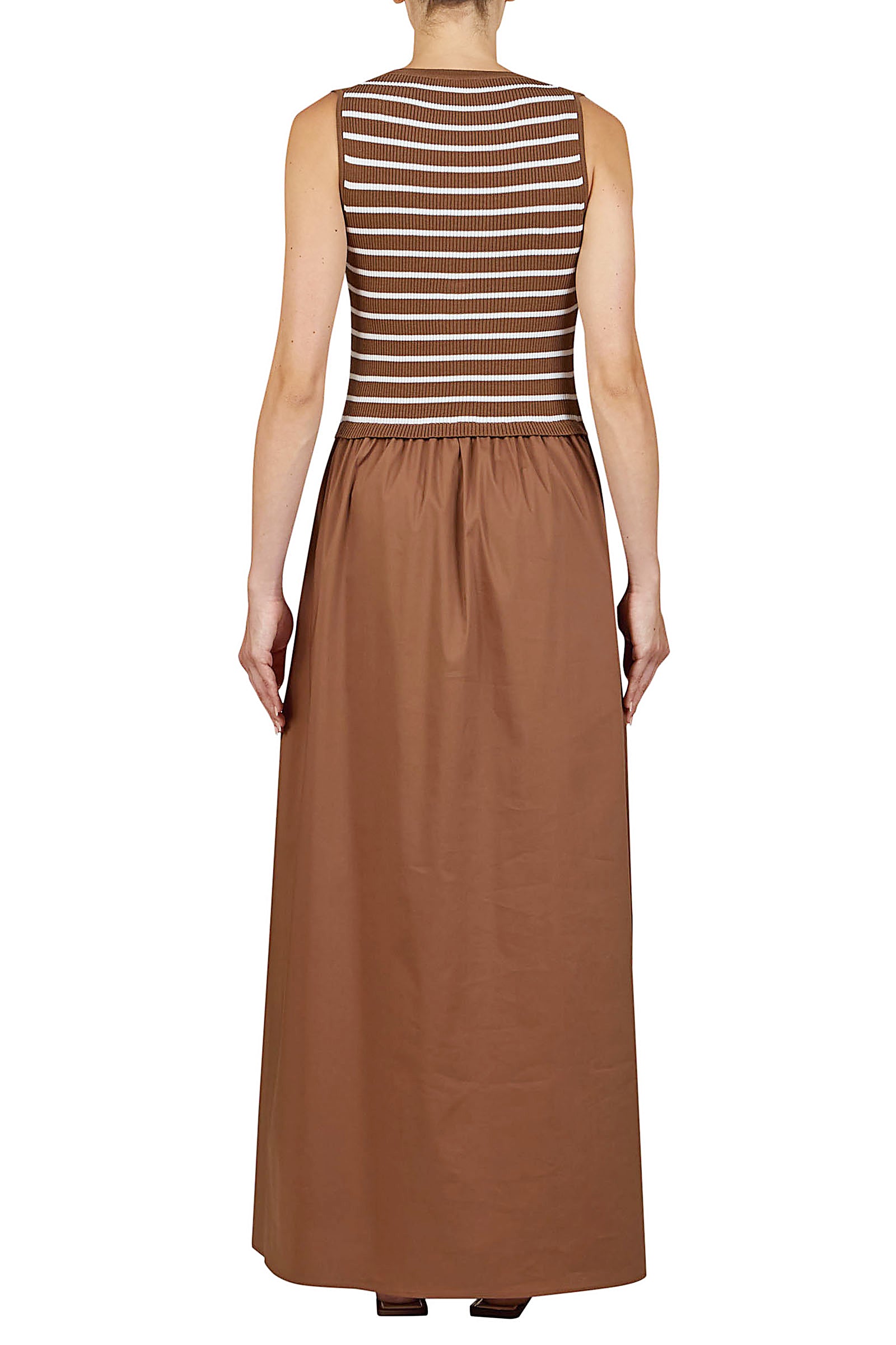 Vestido punto y lino sin mangas