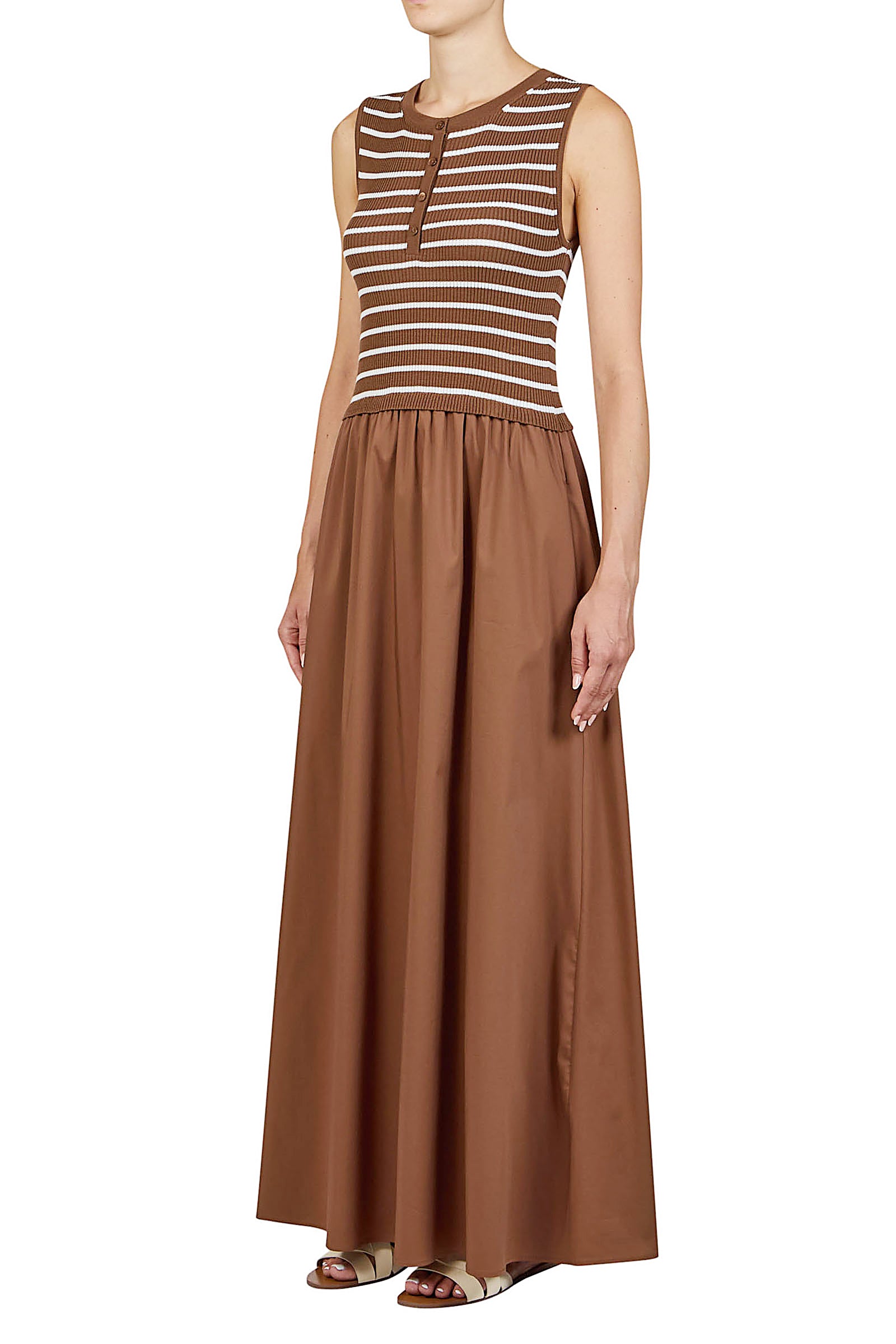 Vestido punto y lino sin mangas