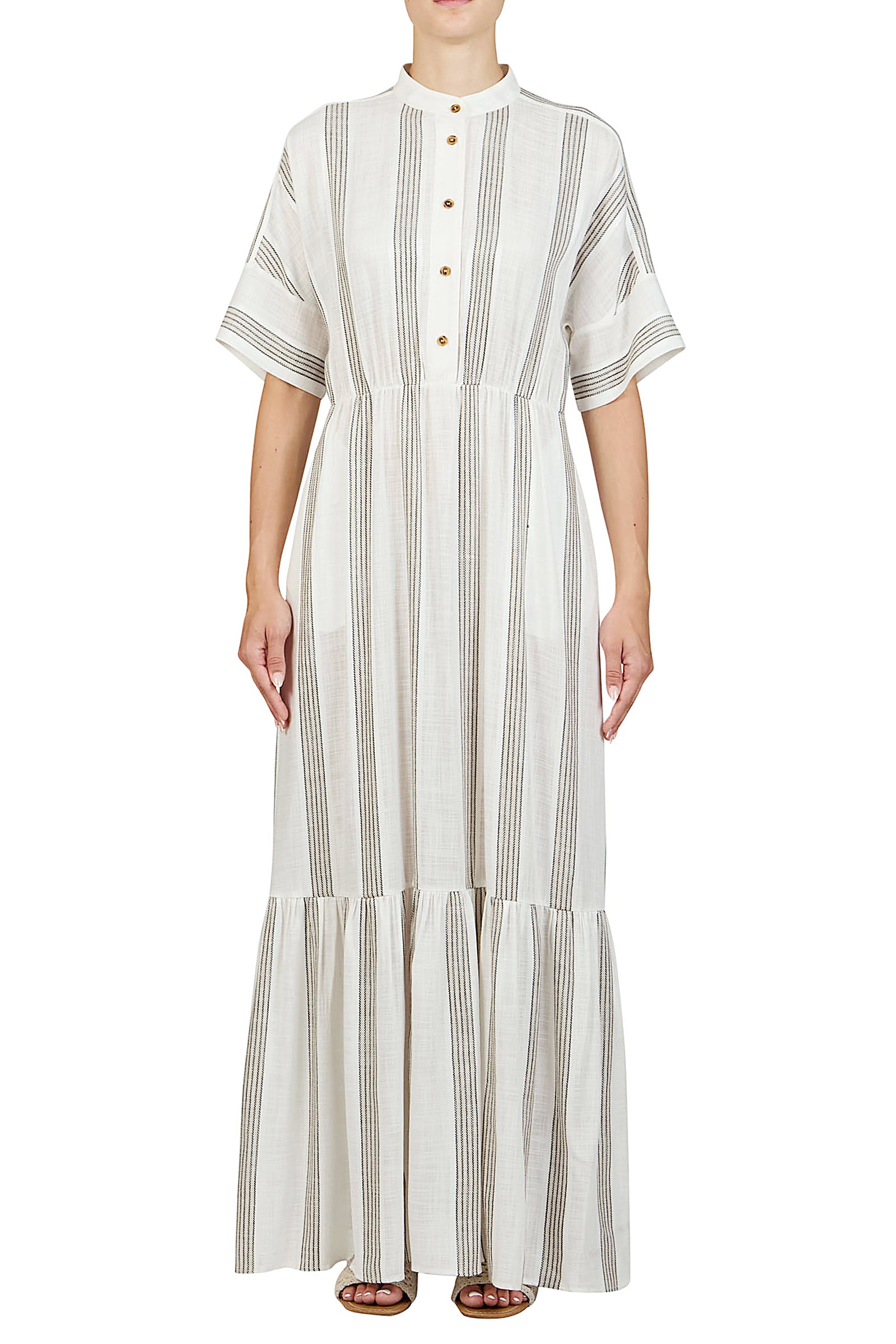 Vestido de lino rayado