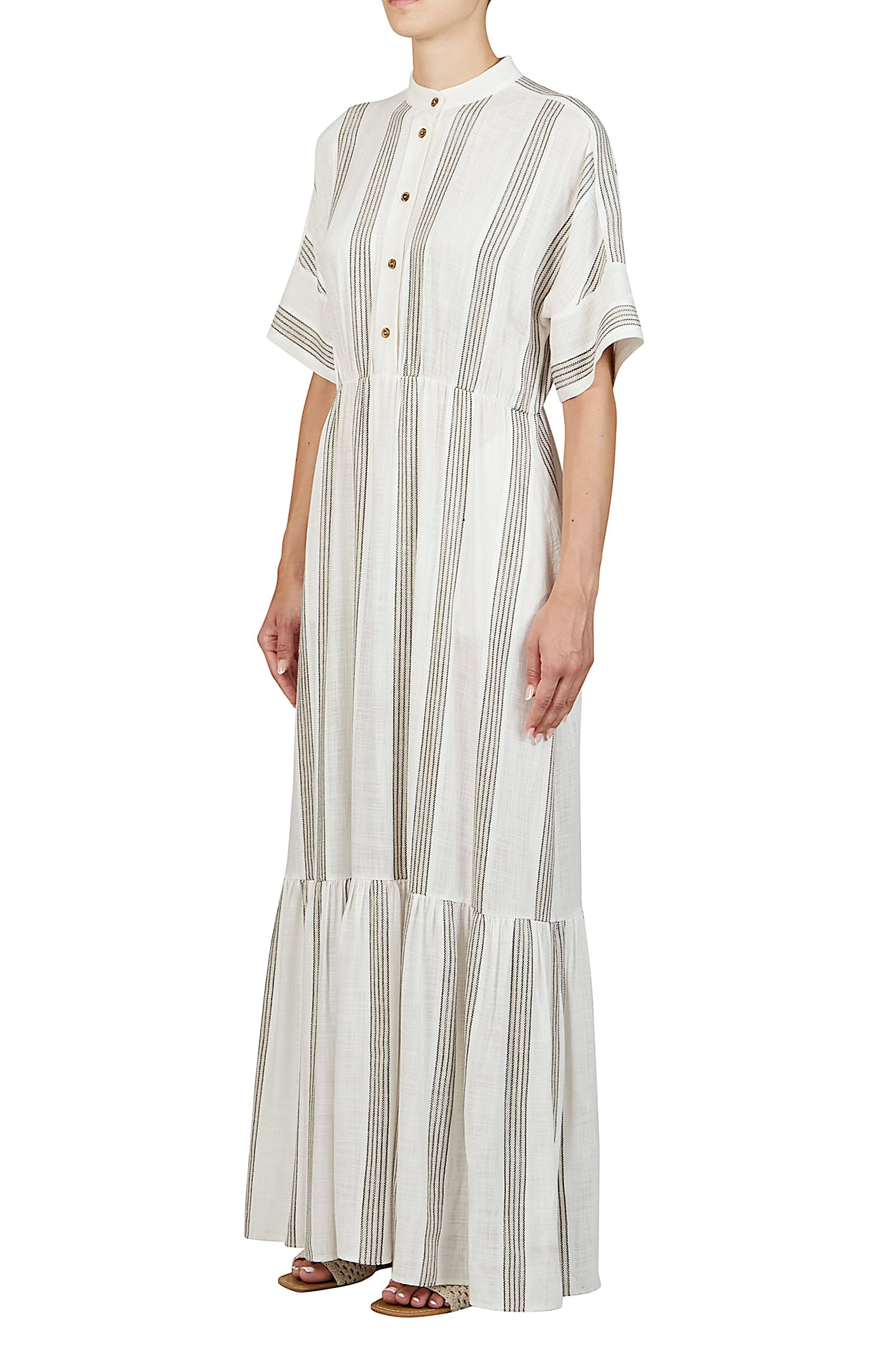 Vestido de lino rayado