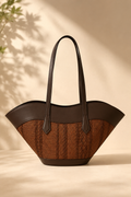 Bolso piel y rafia grande
