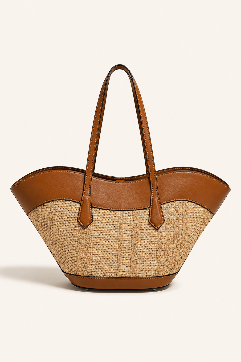 Bolso piel y rafia grande