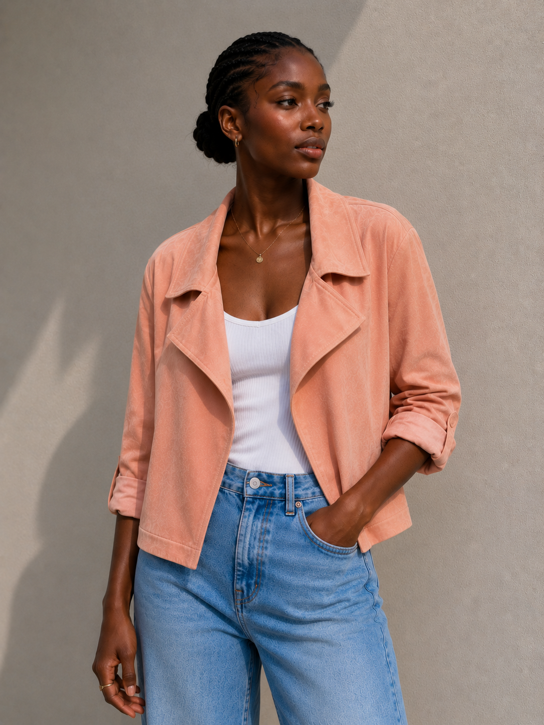 Chaqueta corta antelina