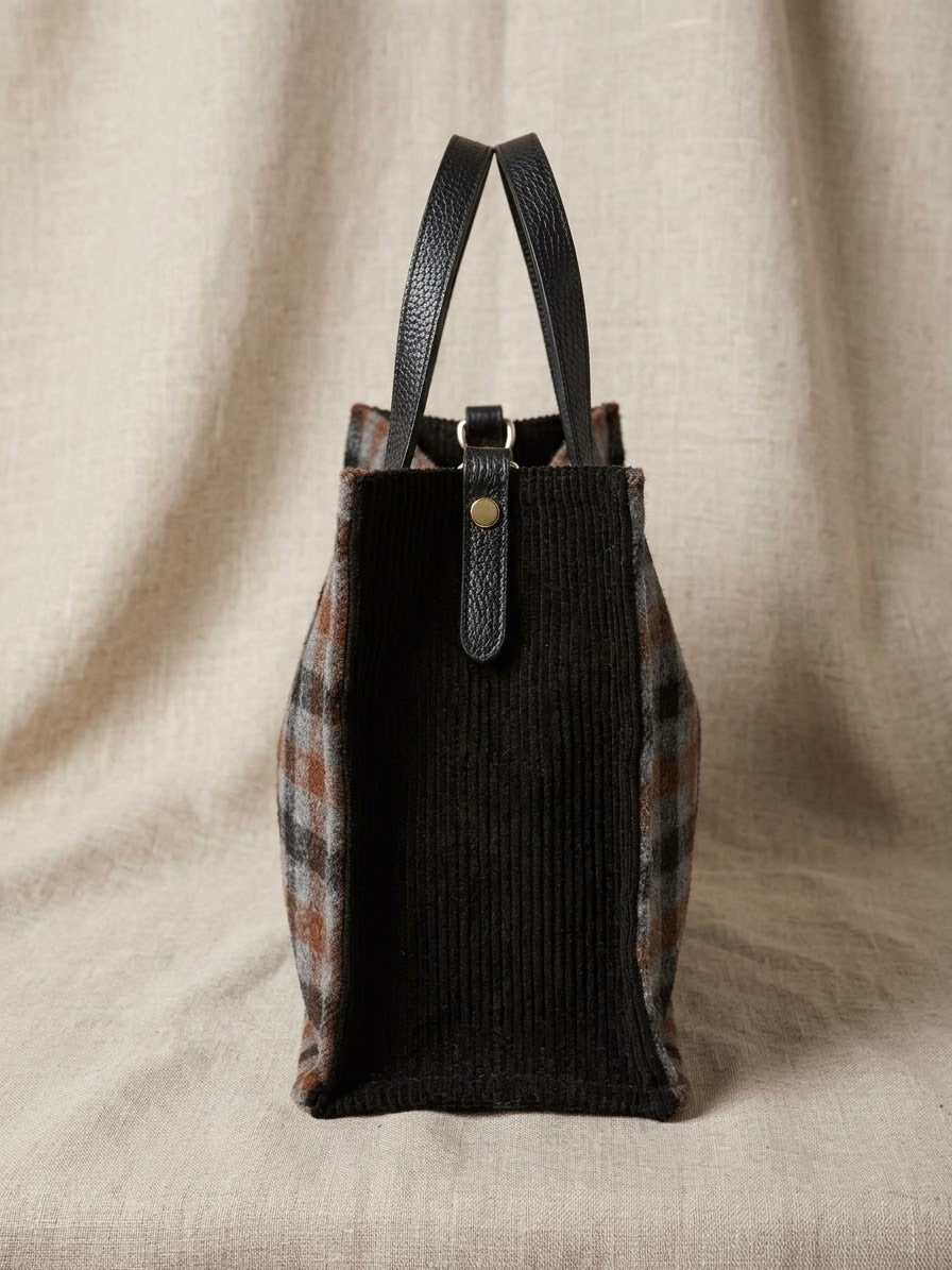 Bolso mediano derby grigio