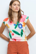 Top de punto estampado