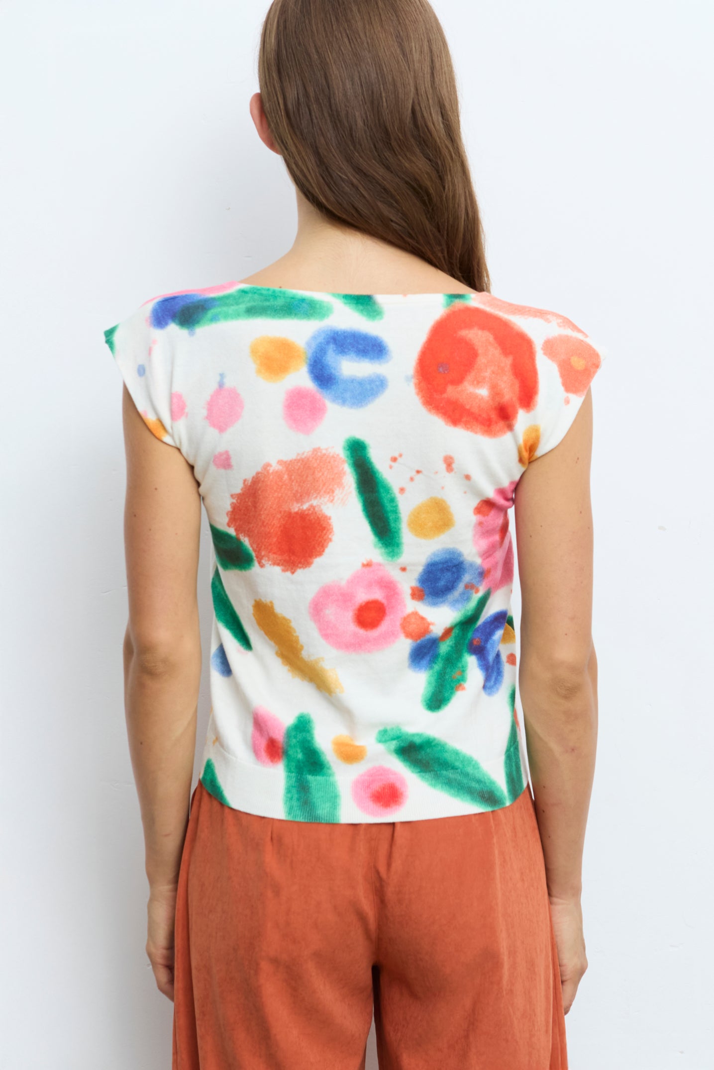 Top de punto estampado