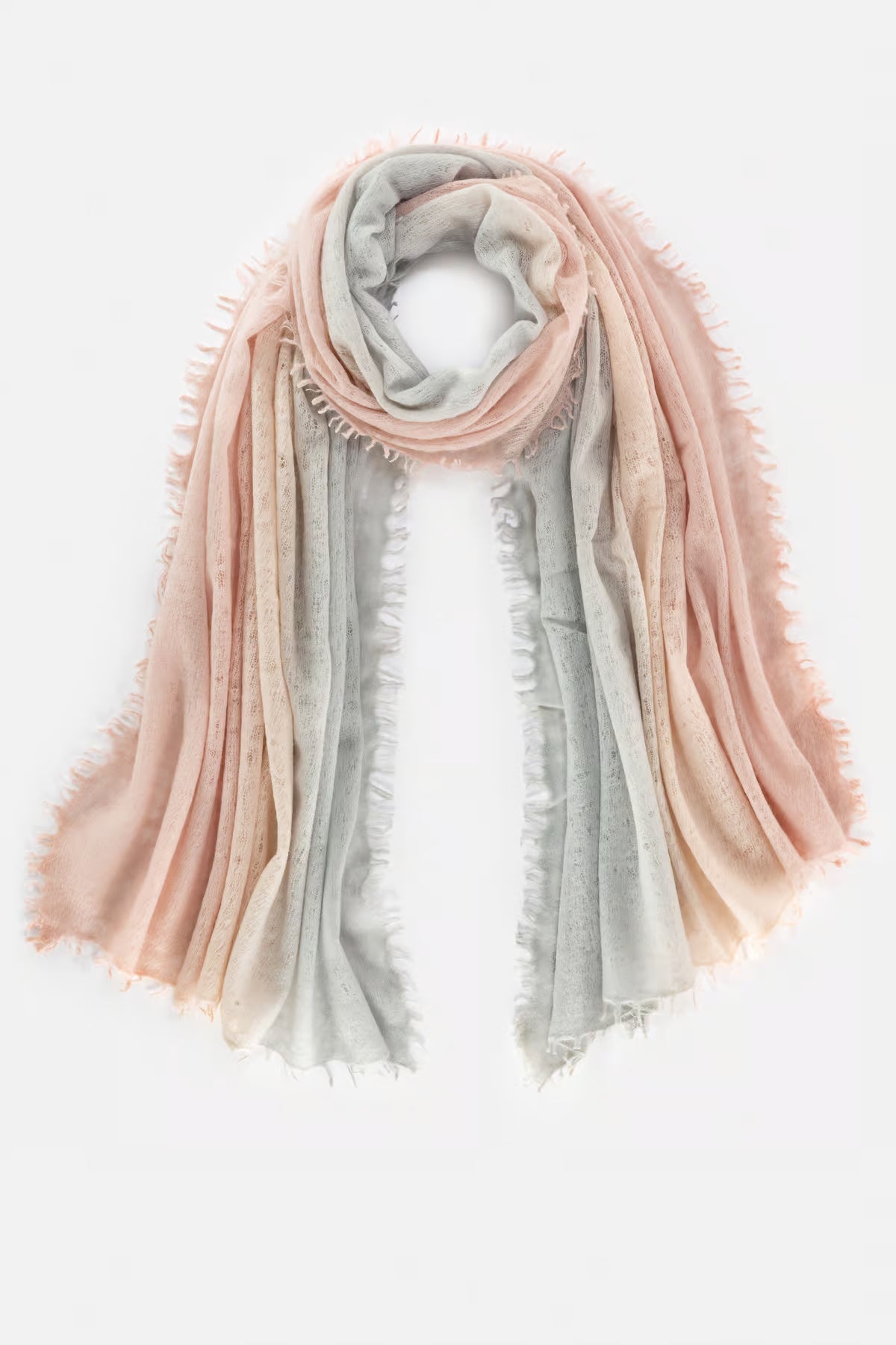 Bufanda tricolor cashmere Rosa/Beige/Gris